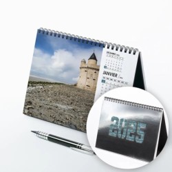 Calendrier chevalet A5 luxe argent personnalisé : Littoral