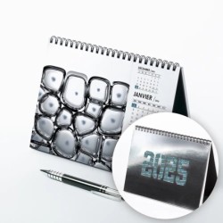 Calendrier chevalet A5 luxe argent personnalisé : Microscopique