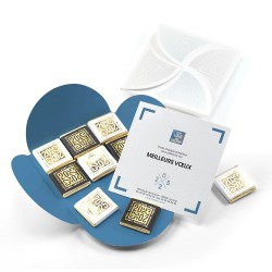 Carte de vœux carrée personnalisée ChocoPlis 9 chocolats : Cocarde