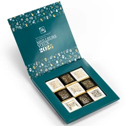 Carte de vœux personnalisée écrin 9 chocolats : Réveillon