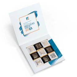 Carte de vœux personnalisée écrin 9 chocolats : Palette