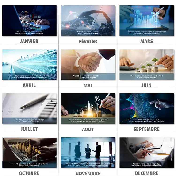 Les 12 visuels du thème comptable